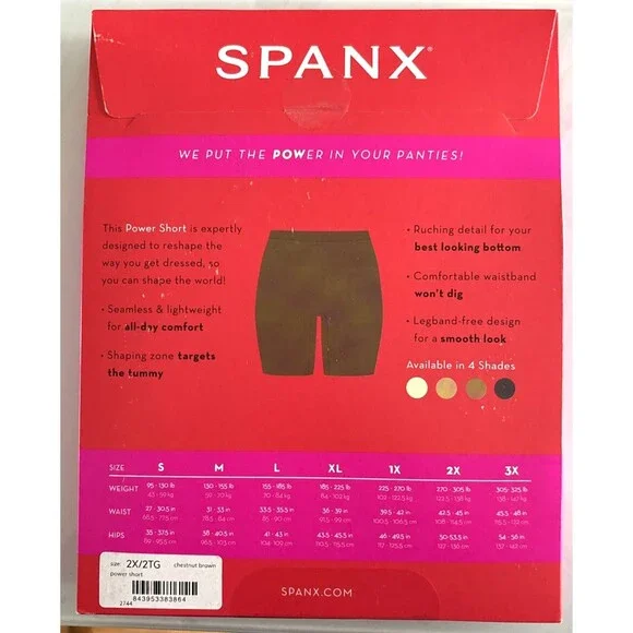 SPANX Seamless Power Short Core Shapewear Lightweight 2X Chestnut Brown 10568 - Picture 2 of 5
